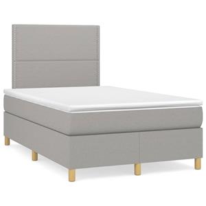 VidaXL Boxspring met matras stof lichtgrijs 120x190 cm