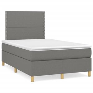 VidaXL Boxspring met matras stof donkergrijs 120x190 cm