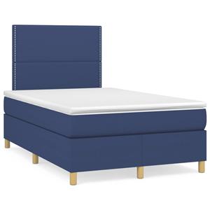 VidaXL Boxspring met matras stof blauw 120x190 cm