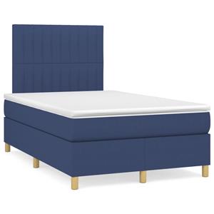 VidaXL Boxspring met matras stof blauw 120x190 cm