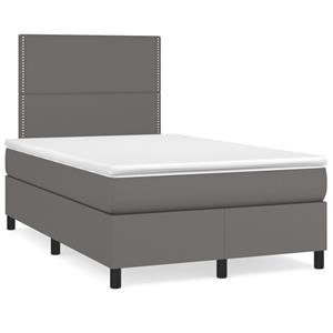 VidaXL Boxspring met matras kunstleer grijs 120x190 cm