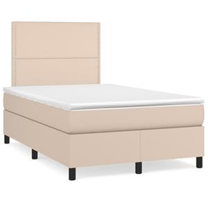 VidaXL Boxspring met matras kunstleer cappuccinokleurig 120x190 cm