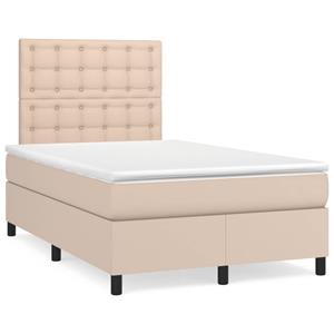 VidaXL Boxspring met matras kunstleer cappuccinokleurig 120x190 cm