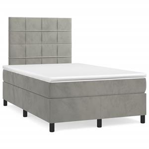 VidaXL Boxspring met matras fluweel lichtgrijs 120x190 cm