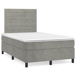 VidaXL Boxspring met matras fluweel lichtgrijs 120x190 cm