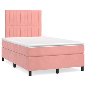 VidaXL Boxspring met matras fluweel roze 120x190 cm