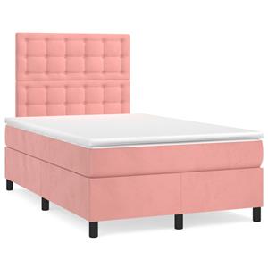 VidaXL Boxspring met matras fluweel roze 120x190 cm