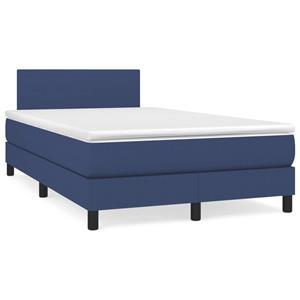 VidaXL Boxspring met matras en LED stof blauw 120x190 cm