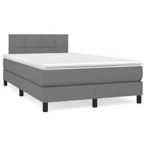 VidaXL Boxspring met matras en LED stof donkergrijs 120x190 cm