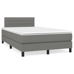 VidaXL Boxspring met matras en LED stof donkergrijs 120x190 cm