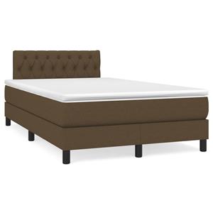 VidaXL Boxspring met matras en LED stof donkerbruin 120x190 cm