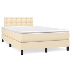 VidaXL Boxspring met matras en LED stof crèmekleurig 120x190 cm