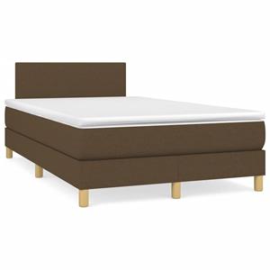 VidaXL Boxspring met matras en LED stof donkerbruin 120x190 cm