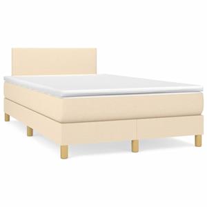 VidaXL Boxspring met matras en LED stof crèmekleurig 120x190 cm