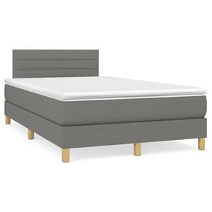 VidaXL Boxspring met matras en LED stof donkergrijs 120x190 cm