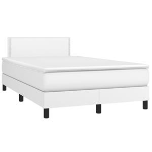 VidaXL Boxspring met matras en LED kunstleer wit 120x190 cm