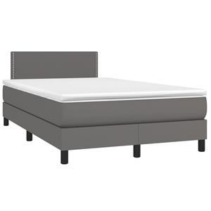 VidaXL Boxspring met matras en LED kunstleer grijs 120x190 cm