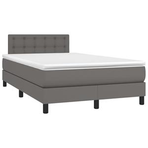 VidaXL Boxspring met matras en LED kunstleer grijs 120x190 cm