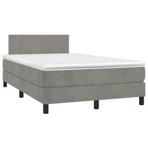 VidaXL Boxspring met matras en LED fluweel lichtgrijs 120x190 cm