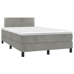 VidaXL Boxspring met matras en LED fluweel lichtgrijs 120x190 cm