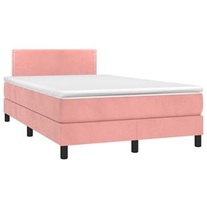 VidaXL Boxspring met matras en LED fluweel roze 120x190 cm