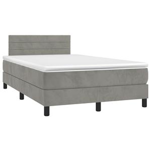 VidaXL Boxspring met matras en LED fluweel lichtgrijs 120x190 cm