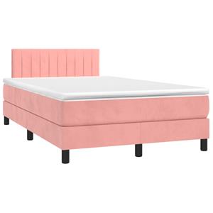 VidaXL Boxspring met matras en LED fluweel roze 120x190 cm