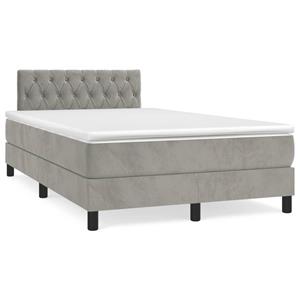 VidaXL Boxspring met matras en LED fluweel lichtgrijs 120x190 cm