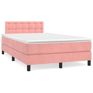 VidaXL Boxspring met matras en LED fluweel roze 120x190 cm