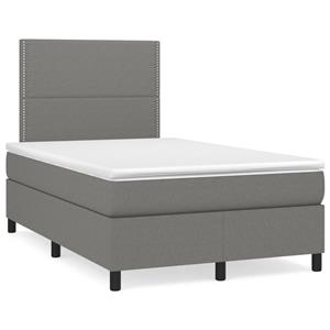 VidaXL Boxspring met matras en LED stof donkergrijs 120x190 cm