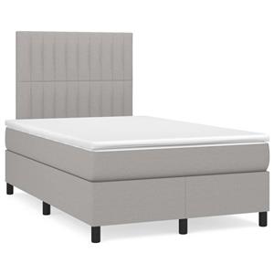 VidaXL Boxspring met matras en LED stof lichtgrijs 120x190 cm