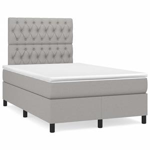 VidaXL Boxspring met matras en LED stof lichtgrijs 120x190 cm