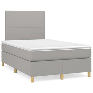 VidaXL Boxspring met matras en LED stof lichtgrijs 120x190 cm