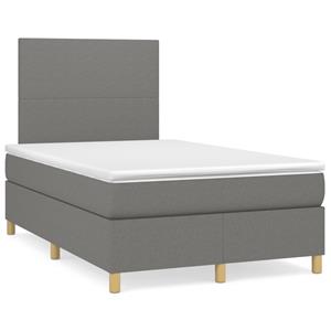 VidaXL Boxspring met matras en LED stof donkergrijs 120x190 cm