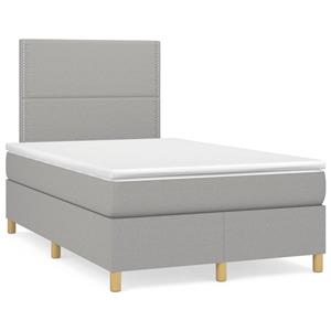 VidaXL Boxspring met matras en LED stof lichtgrijs 120x190 cm