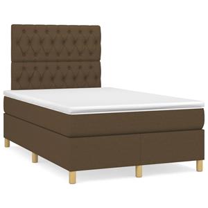 VidaXL Boxspring met matras en LED stof donkerbruin 120x190 cm