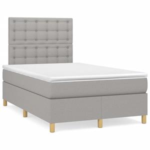 VidaXL Boxspring met matras en LED stof lichtgrijs 120x190 cm