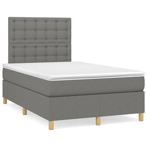 VidaXL Boxspring met matras en LED stof donkergrijs 120x190 cm