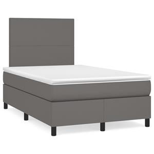 VidaXL Boxspring met matras en LED kunstleer grijs 120x190 cm