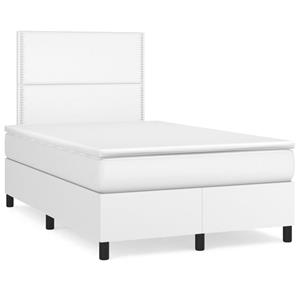 VidaXL Boxspring met matras en LED kunstleer wit 120x190 cm