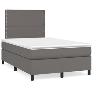 VidaXL Boxspring met matras en LED kunstleer grijs 120x190 cm