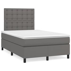 VidaXL Boxspring met matras en LED kunstleer grijs 120x190 cm