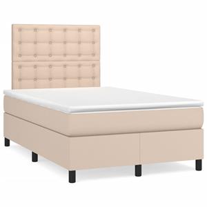 VidaXL Boxspring met matras en LED kunstleer cappuccinokleur 120x190cm