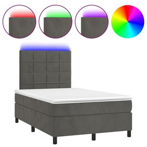 VidaXL Boxspring met matras en LED fluweel donkergrijs 120x190 cm