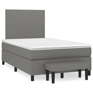 VidaXL Boxspring met matras stof donkergrijs 120x190 cm