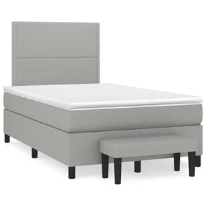 VidaXL Boxspring met matras stof lichtgrijs 120x190 cm