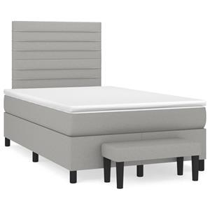 VidaXL Boxspring met matras stof lichtgrijs 120x190 cm