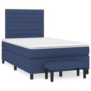 VidaXL Boxspring met matras stof blauw 120x190 cm