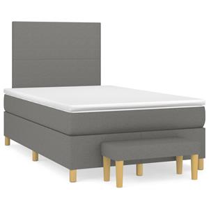 VidaXL Boxspring met matras stof donkergrijs 120x190 cm