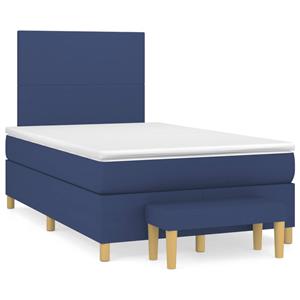 VidaXL Boxspring met matras stof blauw 120x190 cm